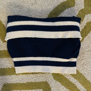 Forever 21 Dark Blue and White Tube Sweater Tube Top